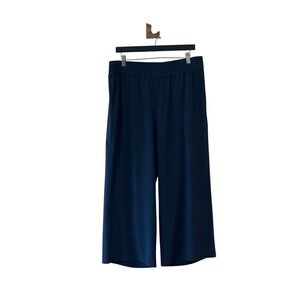 J Jill‎ Fit Line Navy Blue Elastic Waist Wide Leg Cropped Pants Women's XL